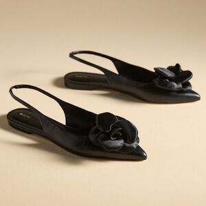 Maeve Black Floral Slingback Flats Size 9